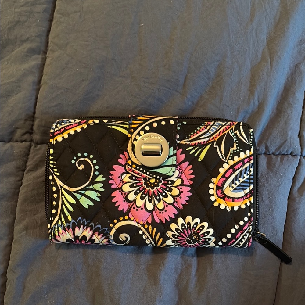 Vera Bradley Black and Pink Paisley Wallet